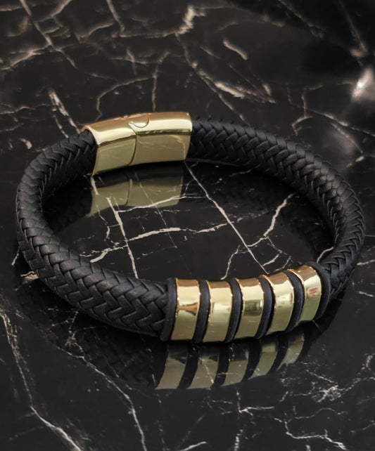 Black and gold Mens Bracelet