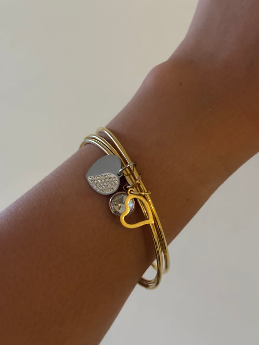 3 Heart Bangles