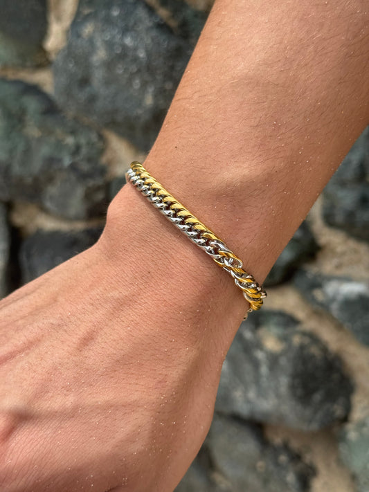 Silver and Gold Mens Bracelet