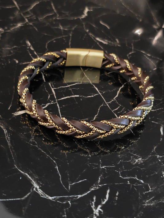 Brown and Gold Mens Bracelet
