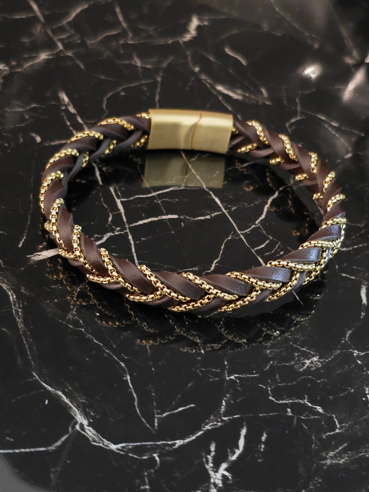 Brown and Gold Mens Bracelet
